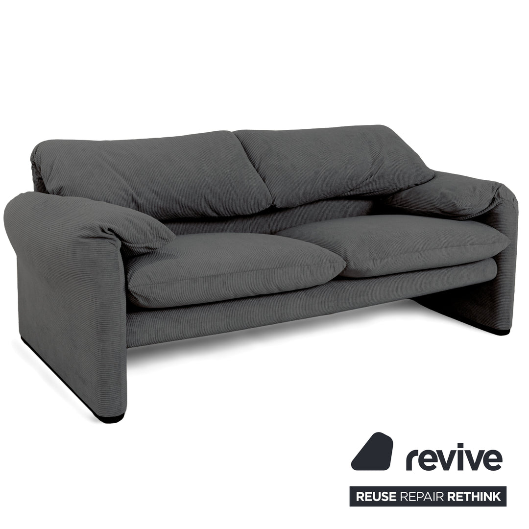 Cassina Maralunga Feincord Cord Zweisitzer Grau Sofa Couch Neubezug manuelle Funktion