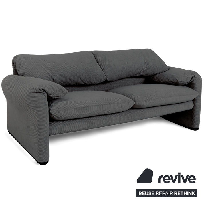 Cassina Maralunga Feincord Cord Zweisitzer Grau Sofa Couch Neubezug manuelle Funktion
