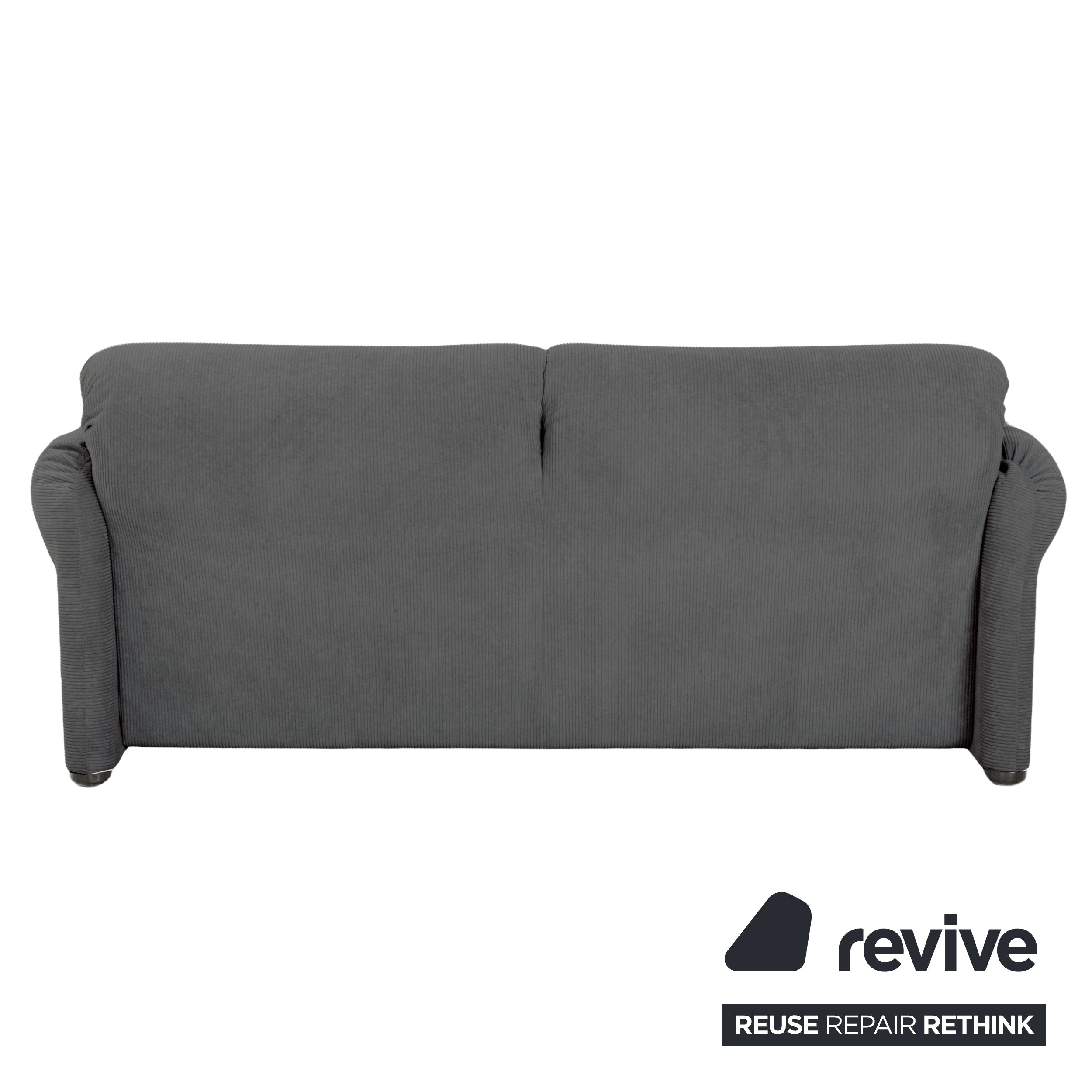 Cassina Maralunga Fine Corduroy Two-Seater Grey Sofa Couch Reupholstered Manual Function