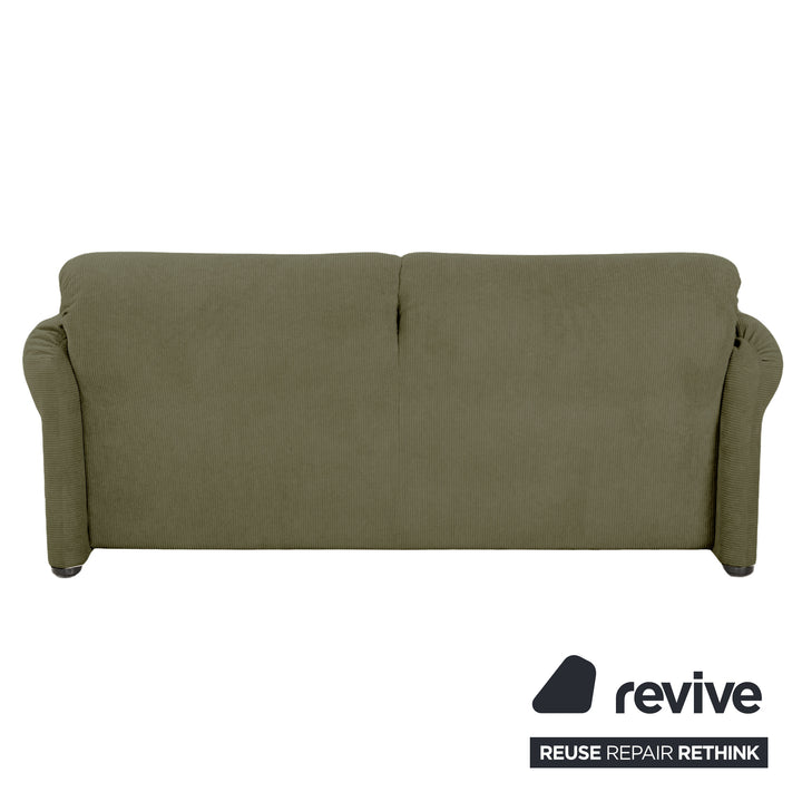 Cassina Maralunga Fine Corduroy Two-Seater Green Olive Green Sofa Couch New Upholstery Manual Function