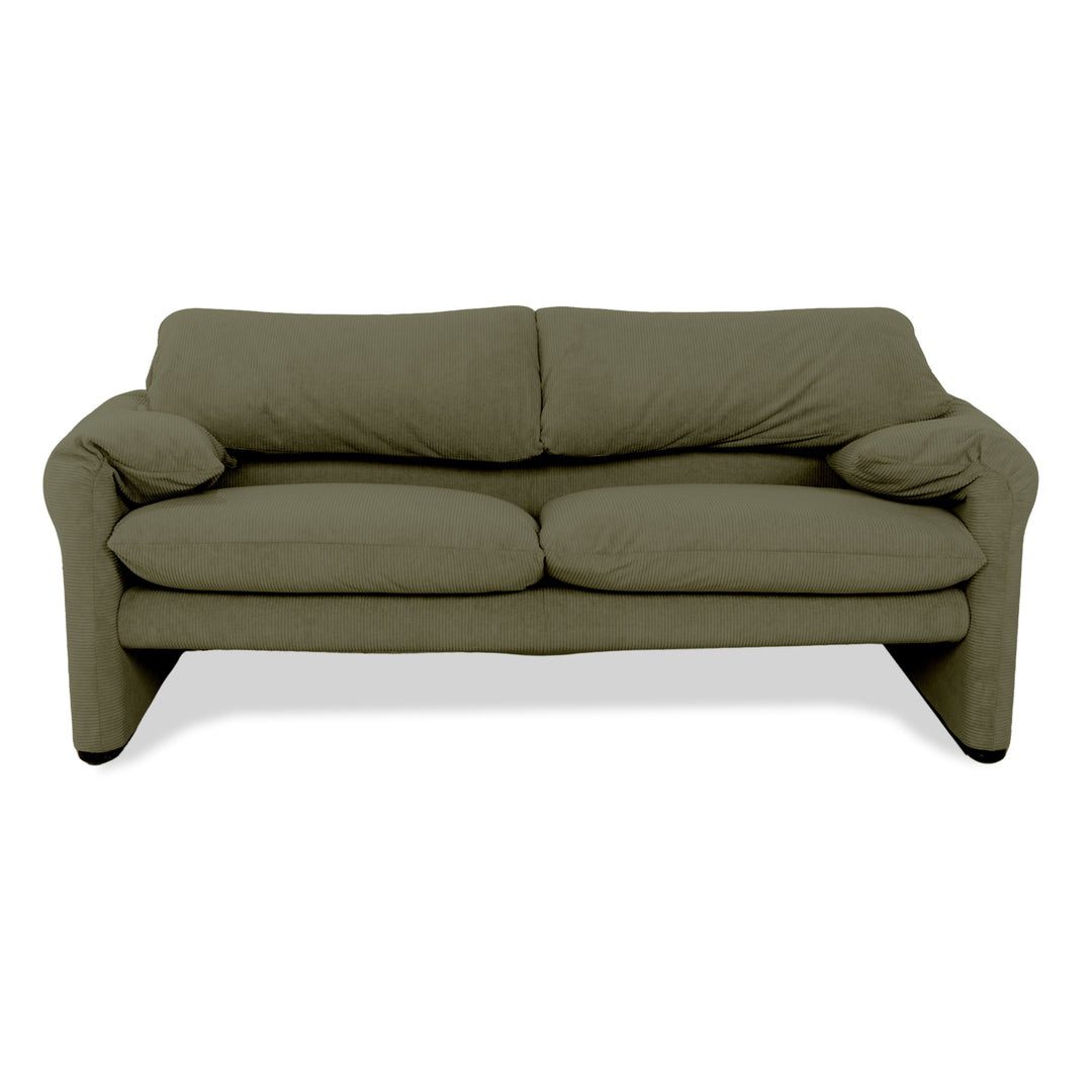 Cassina Maralunga Feincord Cord Zweisitzer Grün Olivgrün Sofa Couch Neubezug manuelle Funktion