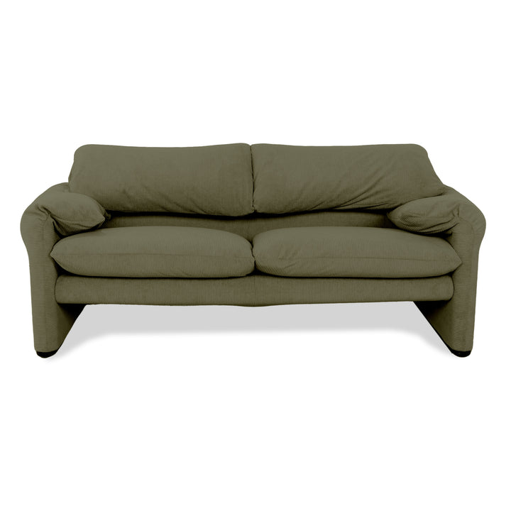 Cassina Maralunga Feincord Cord Zweisitzer Grün Olivgrün Sofa Couch Neubezug manuelle Funktion