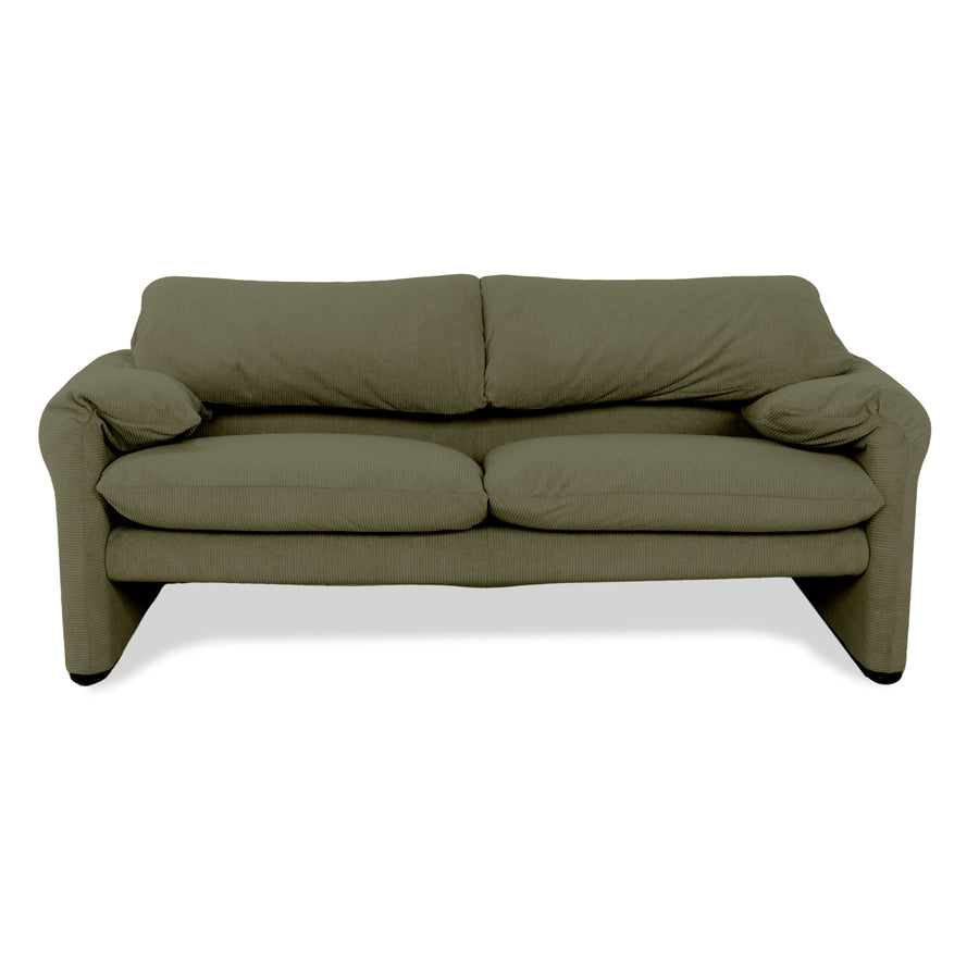 Cassina Maralunga Feincord Cord Zweisitzer Grün Olivgrün Sofa Couch Neubezug manuelle Funktion