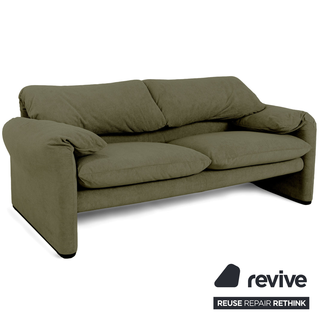 Cassina Maralunga Feincord Cord Zweisitzer Grün Olivgrün Sofa Couch Neubezug manuelle Funktion