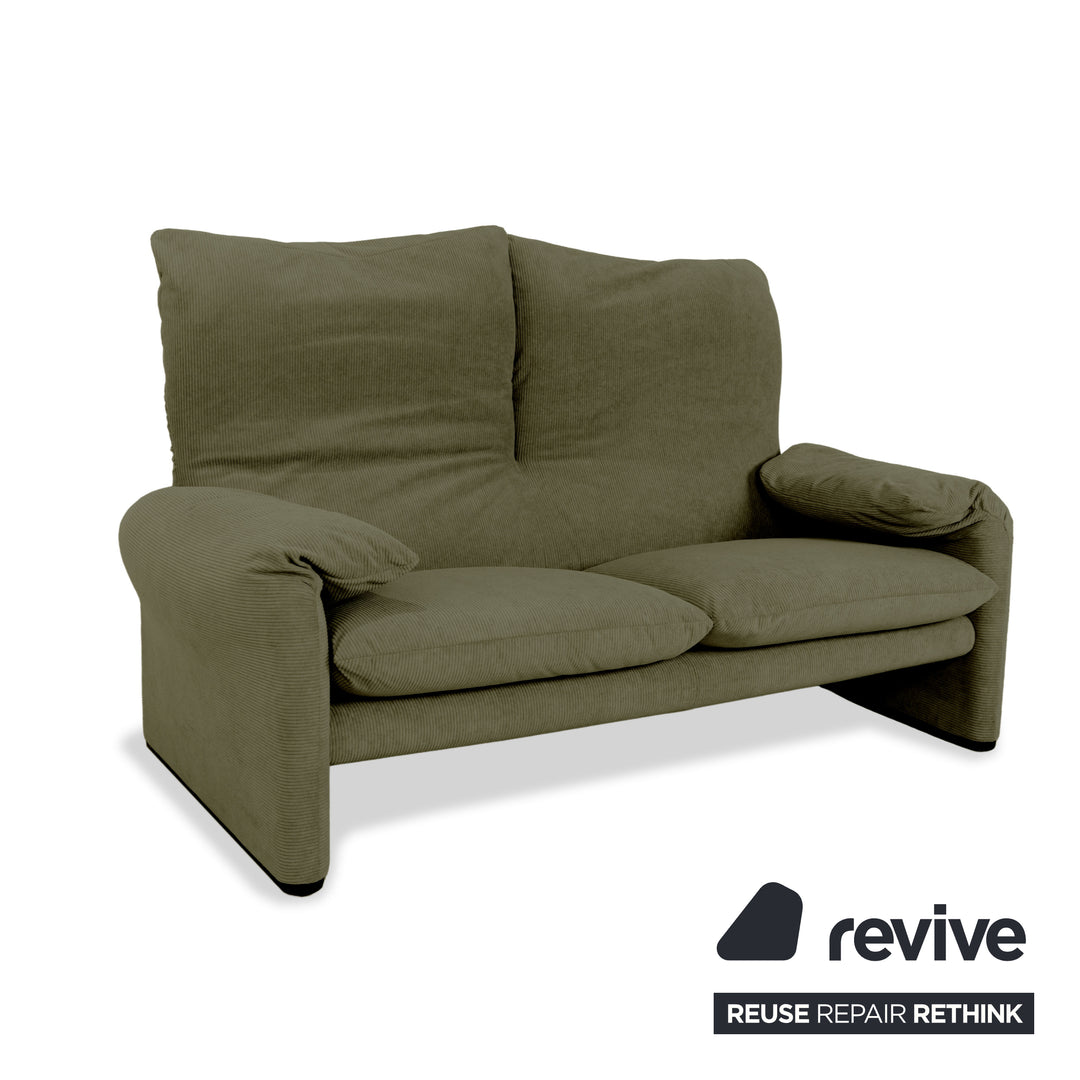 Cassina Maralunga Feincord Cord Zweisitzer Grün Olivgrün Sofa Couch Neubezug manuelle Funktion