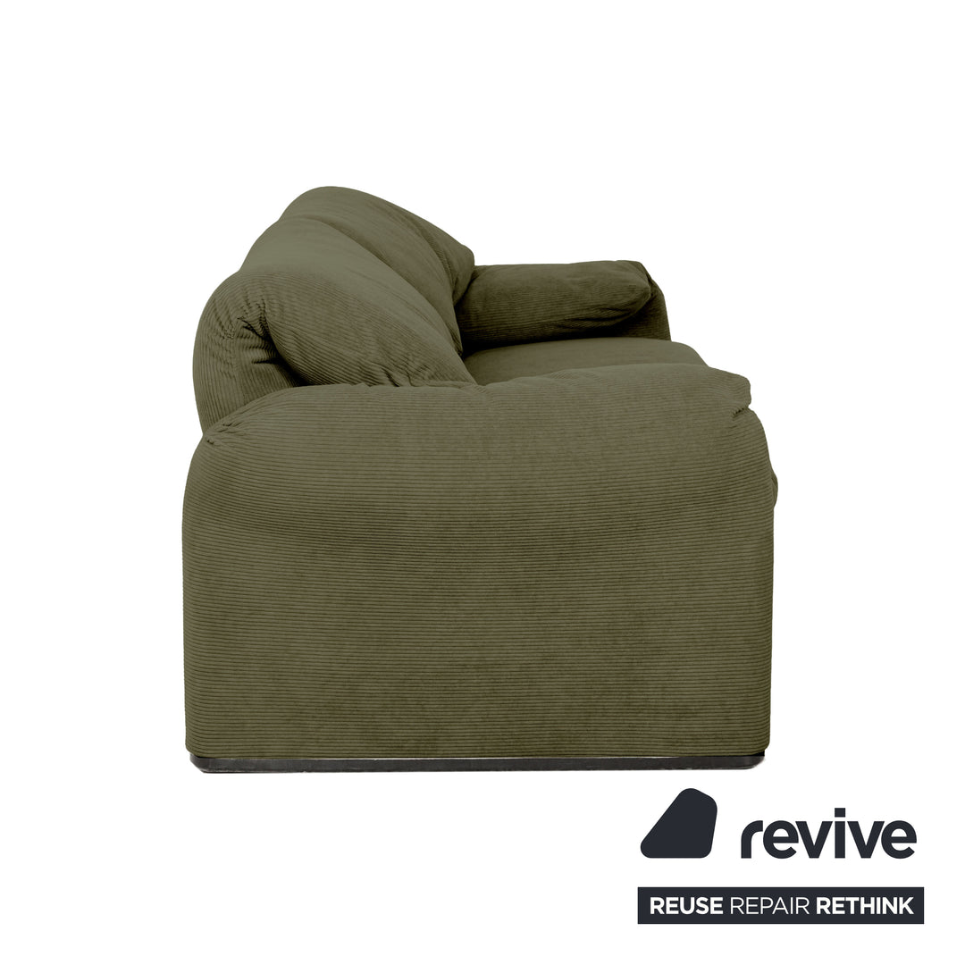 Cassina Maralunga Feincord Cord Zweisitzer Grün Olivgrün Sofa Couch Neubezug manuelle Funktion
