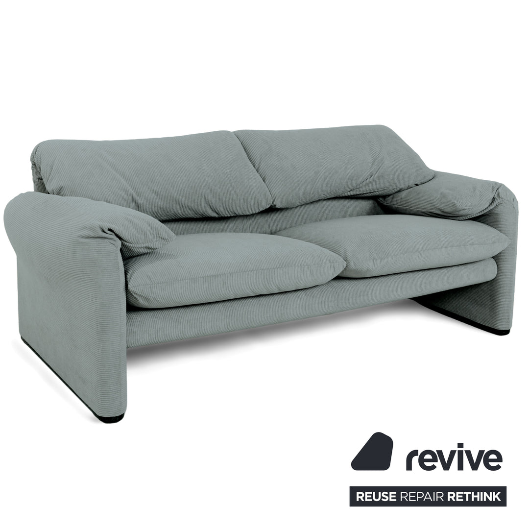 Cassina Maralunga Feincord Cord Zweisitzer Hellblau Grau Sofa Couch Neubezug manuelle Funktion