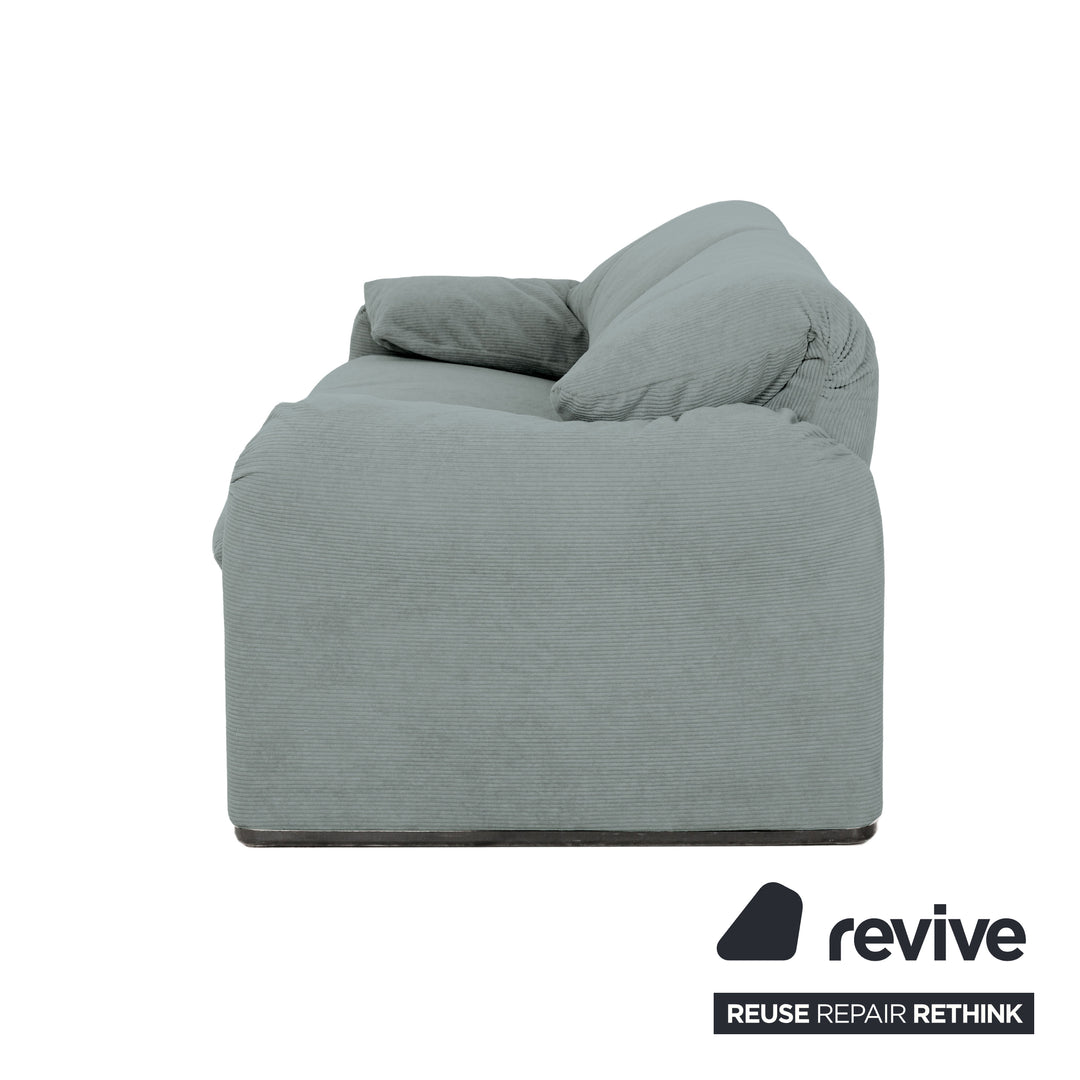 Cassina Maralunga Feincord Cord Zweisitzer Hellblau Grau Sofa Couch Neubezug manuelle Funktion