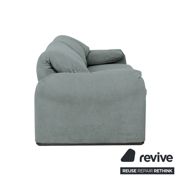 Cassina Maralunga Feincord Cord Zweisitzer Hellblau Grau Sofa Couch Neubezug manuelle Funktion