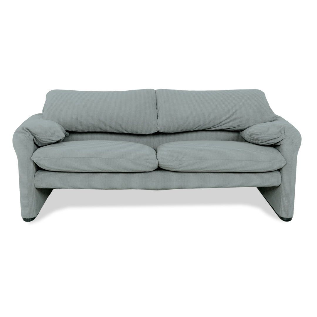 Cassina Maralunga Feincord Cord Zweisitzer Hellblau Grau Sofa Couch Neubezug manuelle Funktion