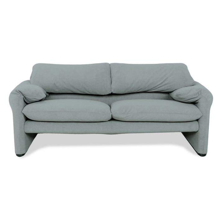 Cassina Maralunga Feincord Cord Zweisitzer Hellblau Grau Sofa Couch Neubezug manuelle Funktion