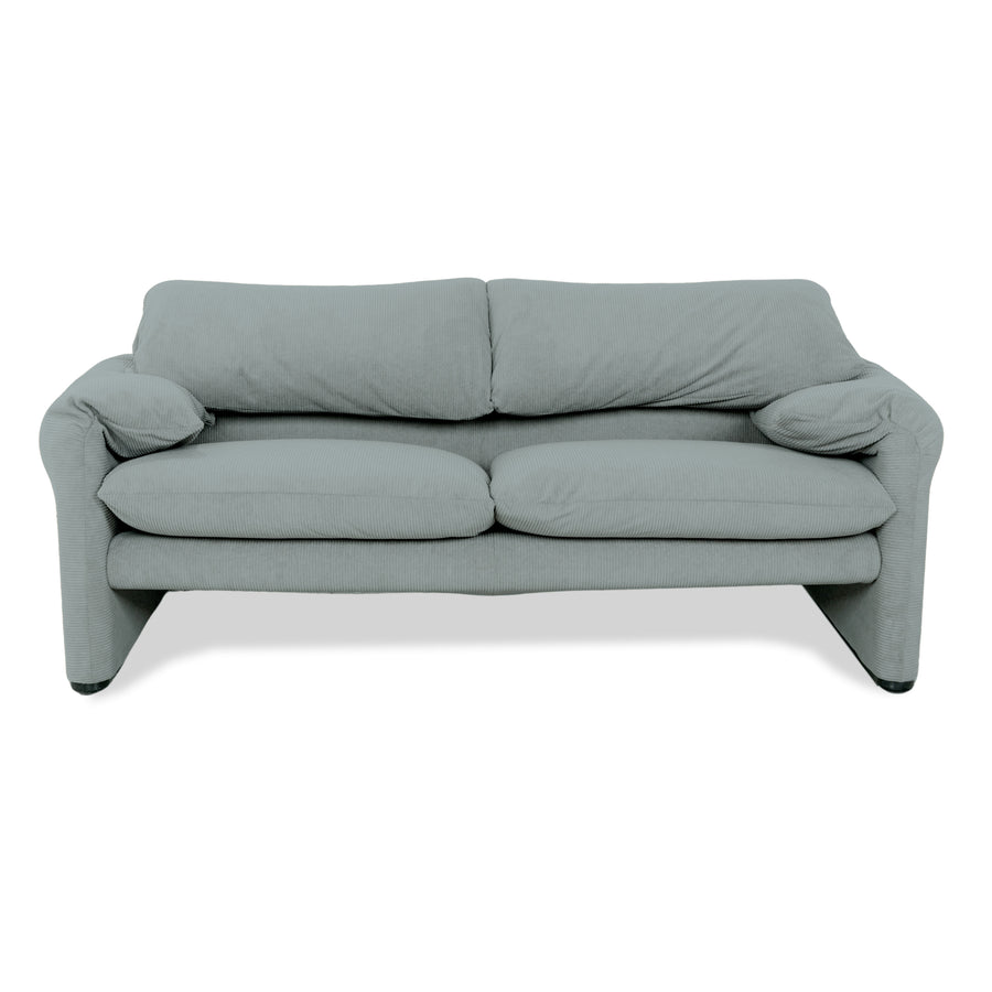 Cassina Maralunga Feincord Cord Zweisitzer Hellblau Grau Sofa Couch Neubezug manuelle Funktion