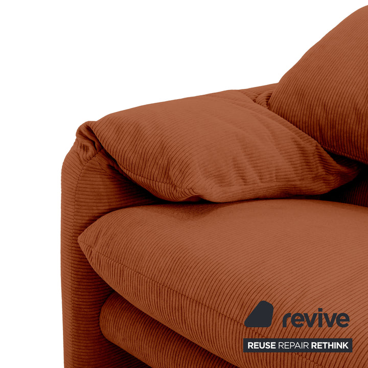 Cassina Maralunga Feincord Cord Zweisitzer Orange Braun Rost Sofa Couch Neubezug manuelle Funktion