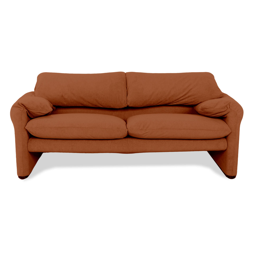 Cassina Maralunga Feincord Cord Zweisitzer Orange Braun Rost Sofa Couch Neubezug manuelle Funktion