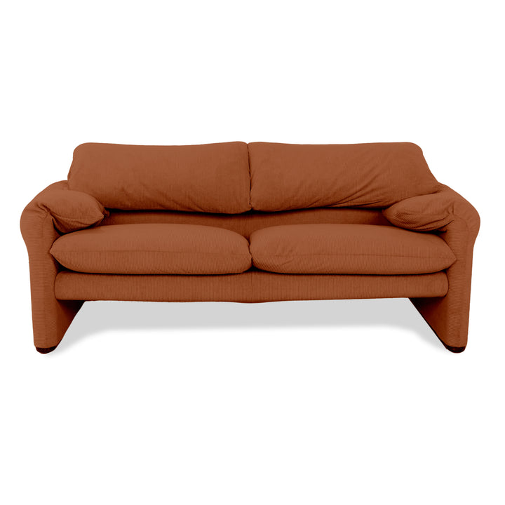Cassina Maralunga Feincord Cord Zweisitzer Orange Braun Rost Sofa Couch Neubezug manuelle Funktion