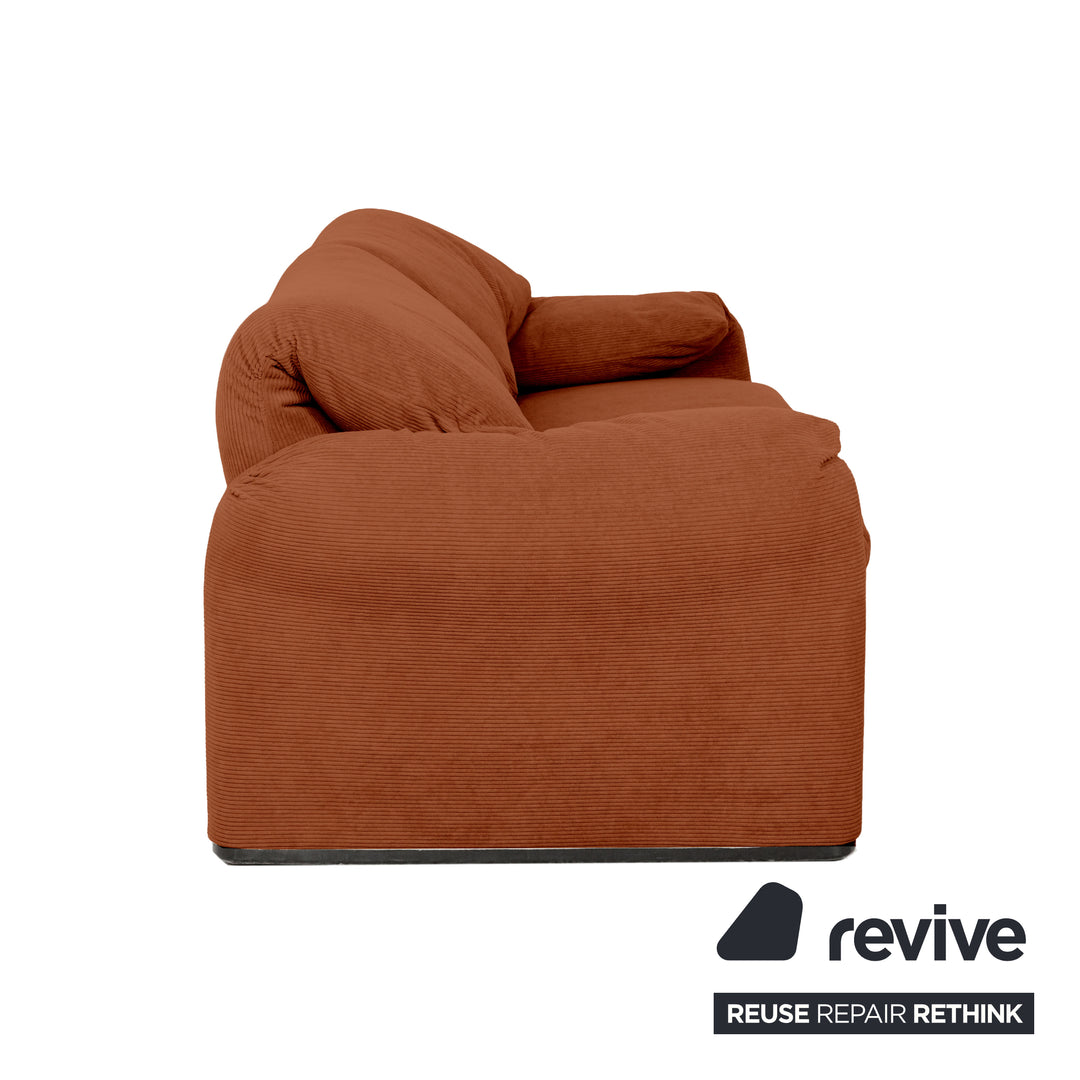 Cassina Maralunga Feincord Cord Zweisitzer Orange Braun Rost Sofa Couch Neubezug manuelle Funktion