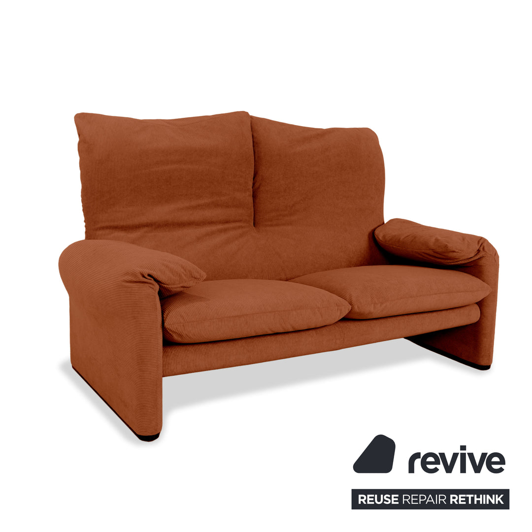 Cassina Maralunga Feincord Cord Zweisitzer Orange Braun Rost Sofa Couch Neubezug manuelle Funktion