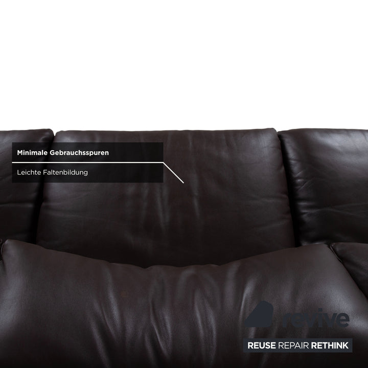 Cassina Maralunga Garnitur Leder 2x Dreisitzer Braun Espresso Sofa Couch manuelle Funktion