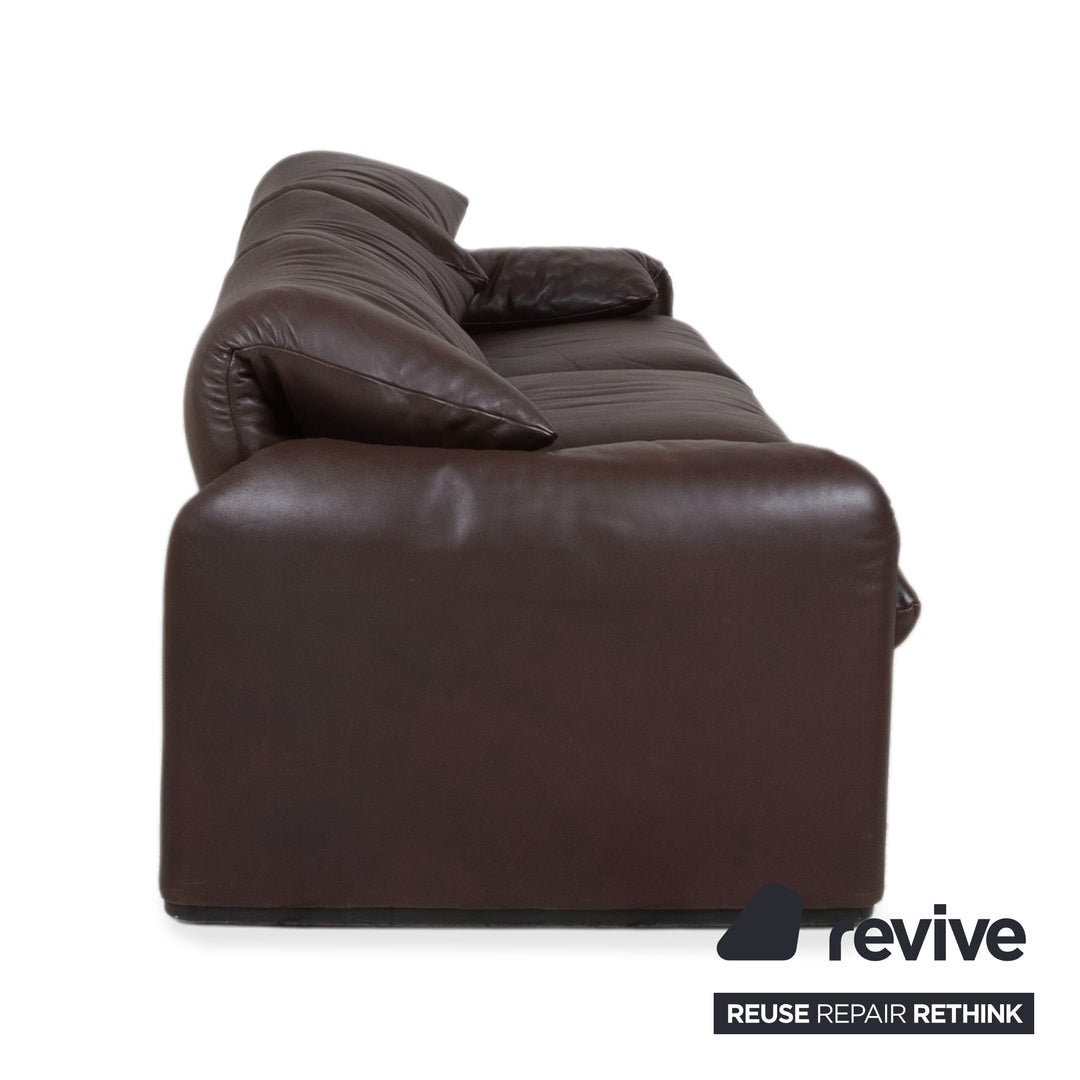 Cassina Maralunga Garnitur Leder 2x Dreisitzer Braun Espresso Sofa Couch manuelle Funktion