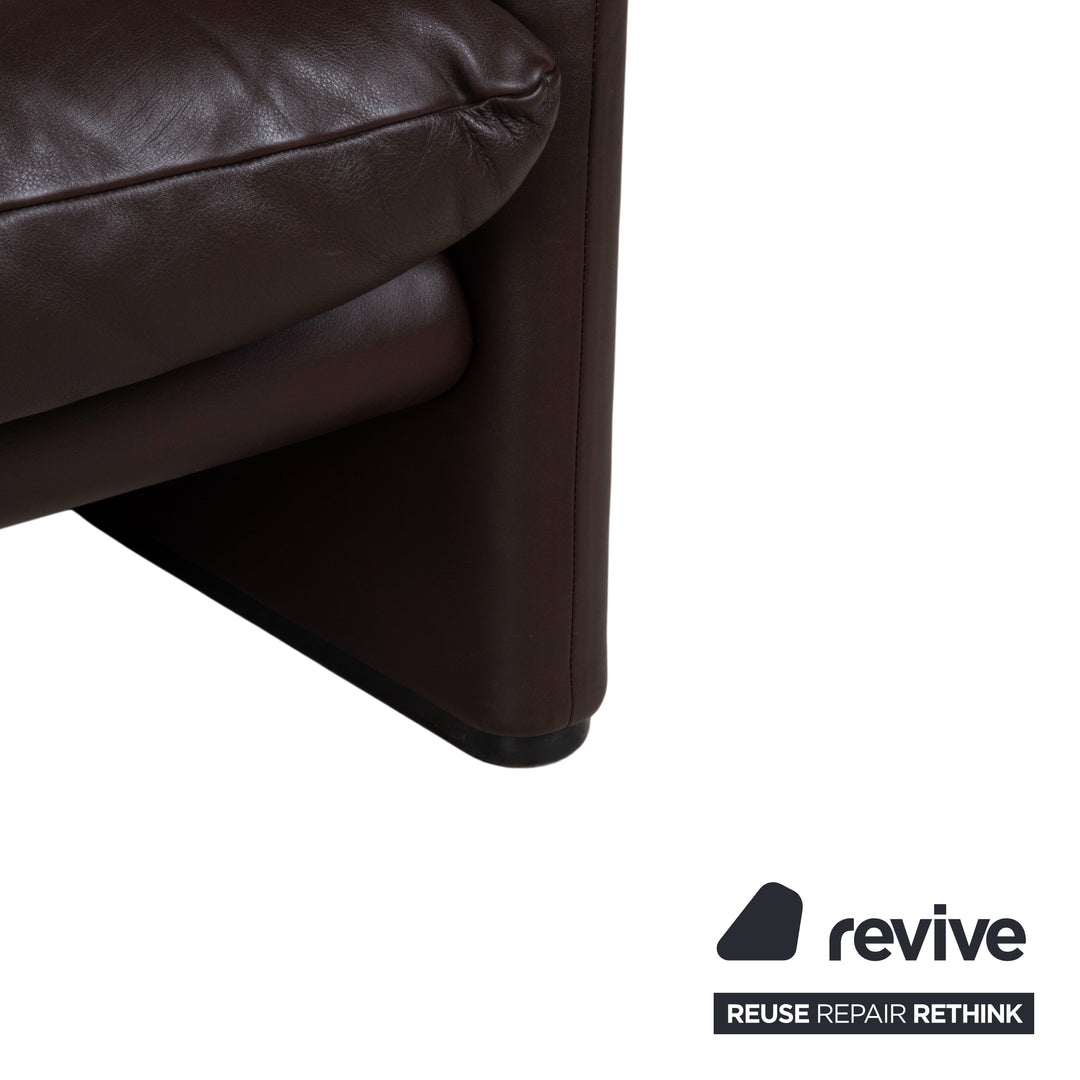 Cassina Maralunga Garnitur Leder 2x Dreisitzer Braun Espresso Sofa Couch manuelle Funktion