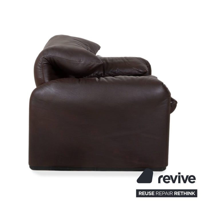 Cassina Maralunga Garnitur Leder 2x Sessel Braun Espresso manuelle Funktion