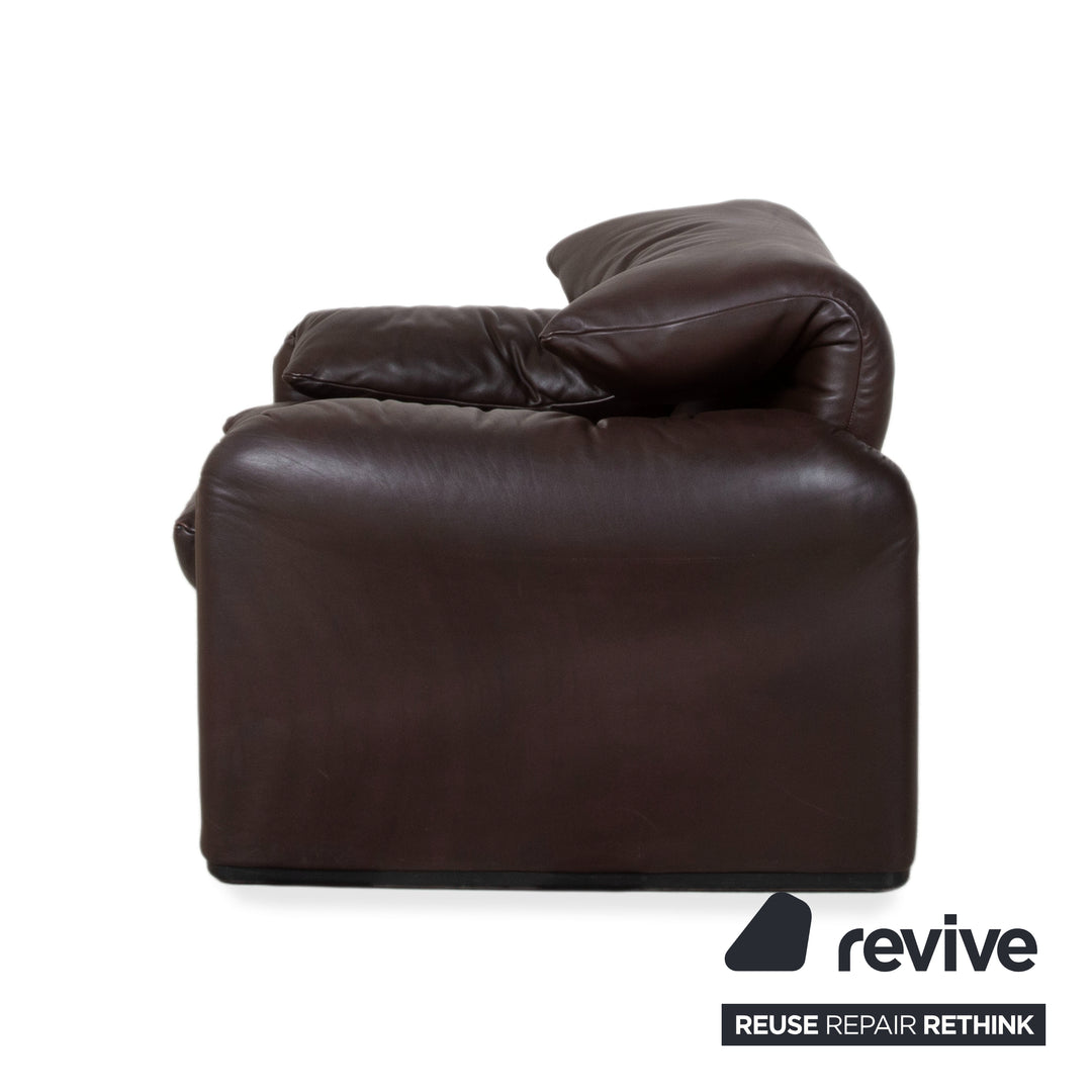 Cassina Maralunga Garnitur Leder 2x Sessel Braun Espresso manuelle Funktion