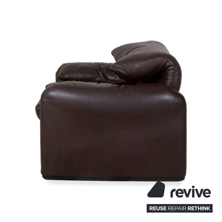 Cassina Maralunga Garnitur Leder 2x Sessel Braun Espresso manuelle Funktion