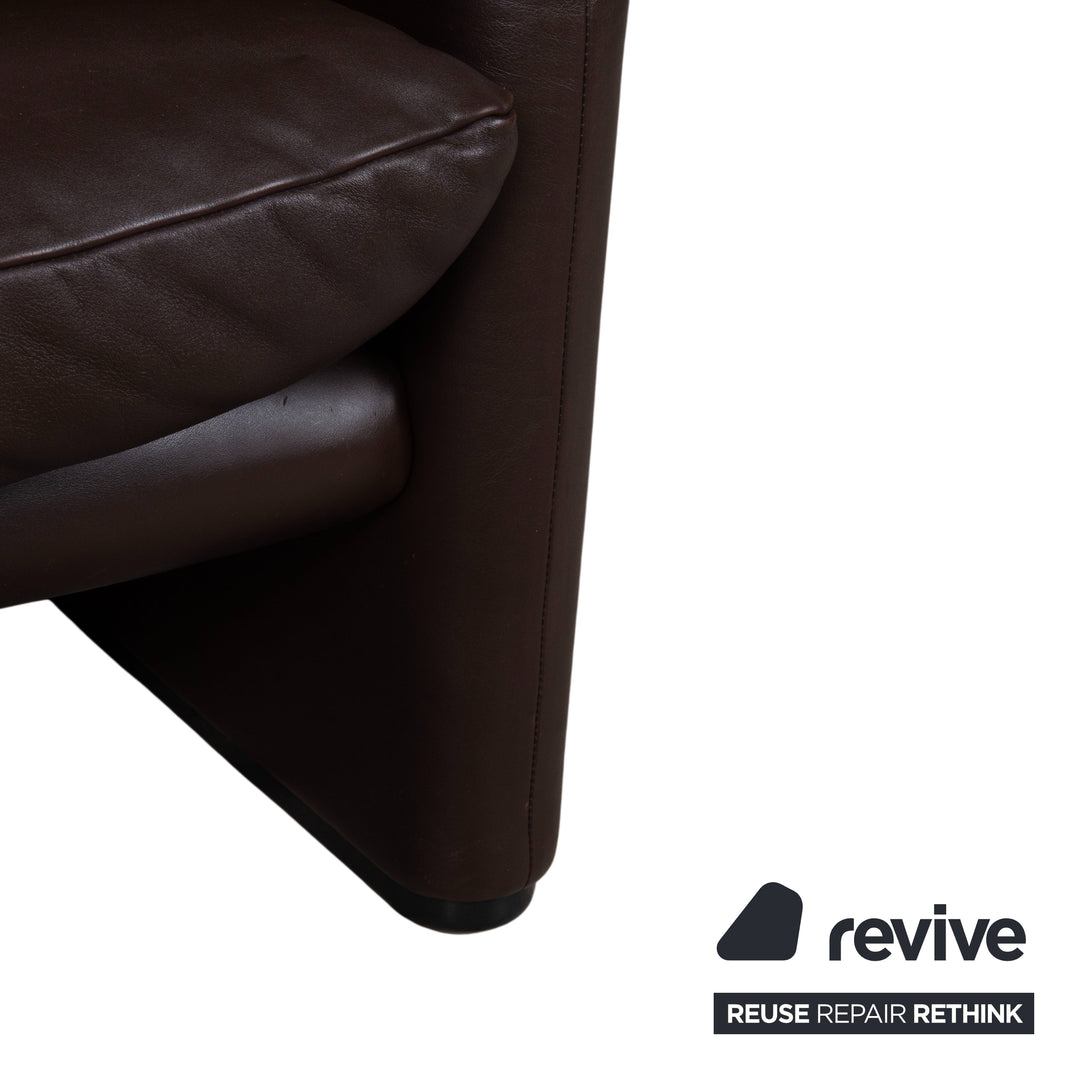 Cassina Maralunga Garnitur Leder 2x Sessel Braun Espresso manuelle Funktion