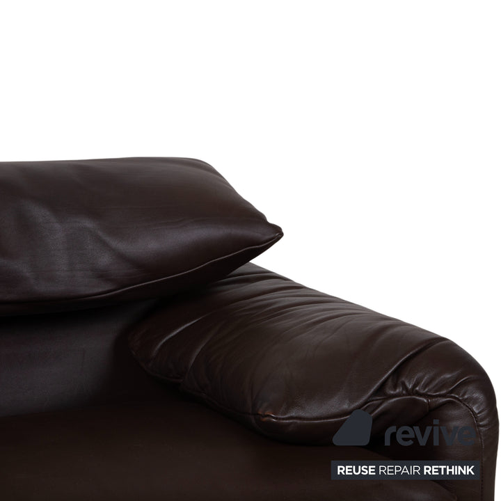 Cassina Maralunga Garnitur Leder 2x Sessel Braun Espresso manuelle Funktion