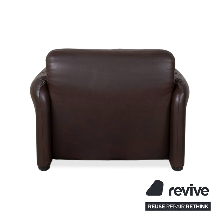 Cassina Maralunga Garnitur Leder Dreisitzer 2x Sessel Braun Espresso Sofa Couch manuelle Funktion