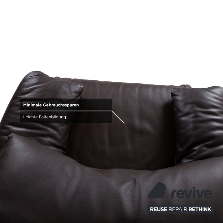 Cassina Maralunga Garnitur Leder Dreisitzer 2x Sessel Braun Espresso Sofa Couch manuelle Funktion