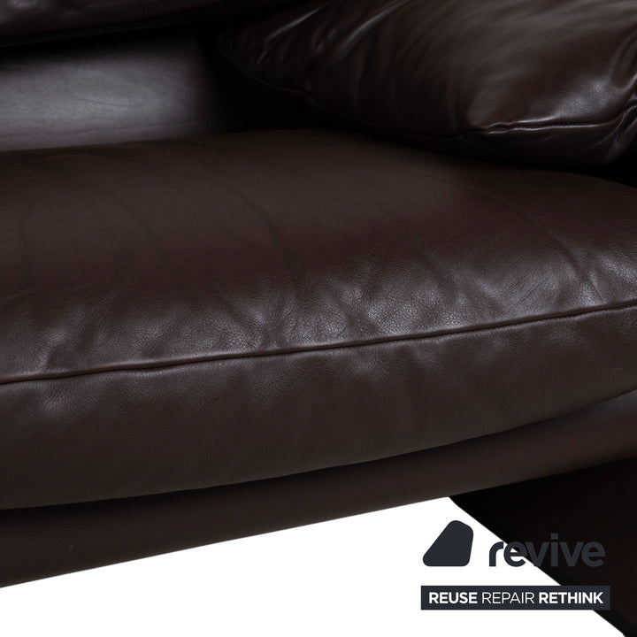 Cassina Maralunga Garnitur Leder Dreisitzer 2x Sessel Braun Espresso Sofa Couch manuelle Funktion