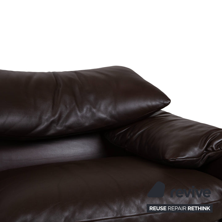 Cassina Maralunga Garnitur Leder Dreisitzer Sessel Braun Espresso Sofa Couch manuelle Funktion