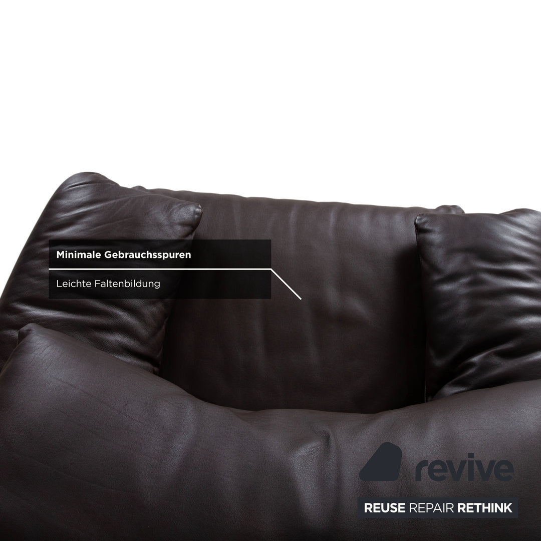 Cassina Maralunga Garnitur Leder Dreisitzer Sessel Braun Espresso Sofa Couch manuelle Funktion