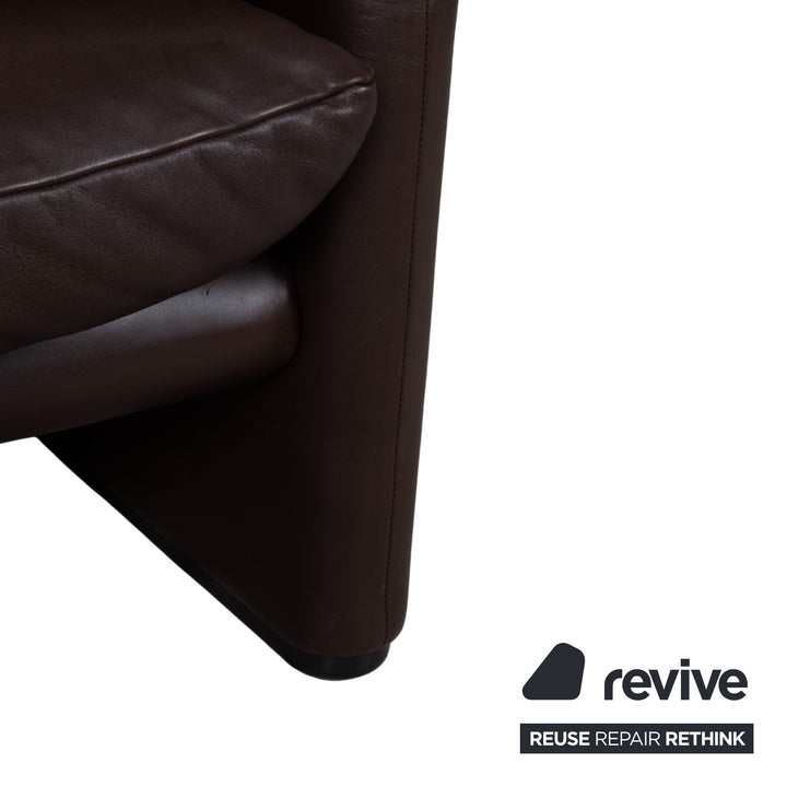 Cassina Maralunga Garnitur Leder Dreisitzer Sessel Braun Espresso Sofa Couch manuelle Funktion