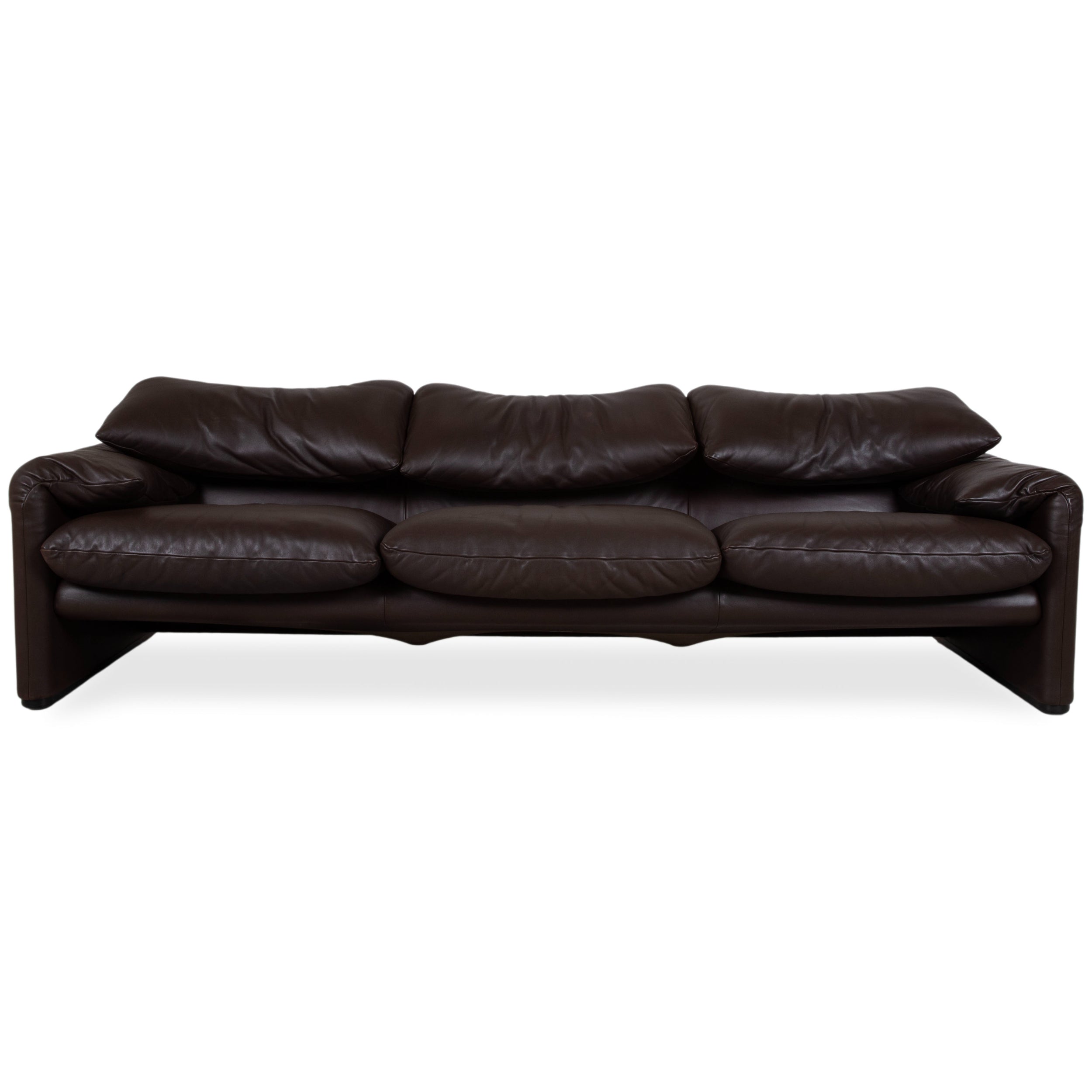 Cassina Maralunga Leder Dreisitzer Braun Espresso Sofa Couch manuelle Funktion