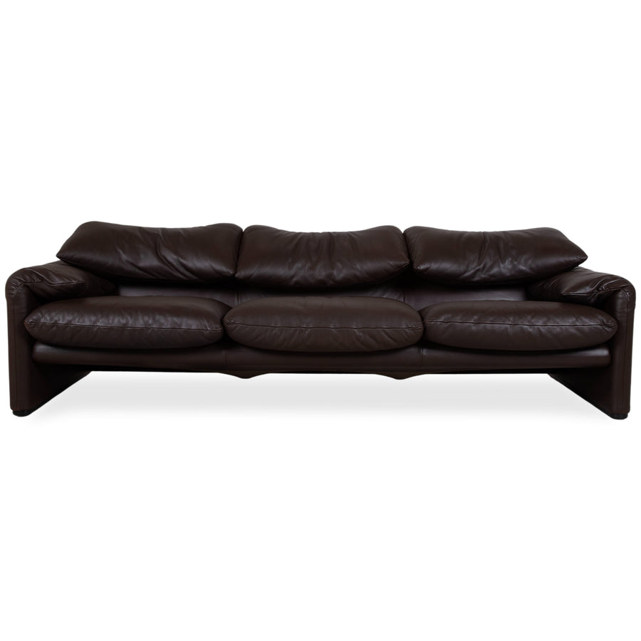 Cassina Maralunga Leder Dreisitzer Braun Espresso Sofa Couch manuelle Funktion