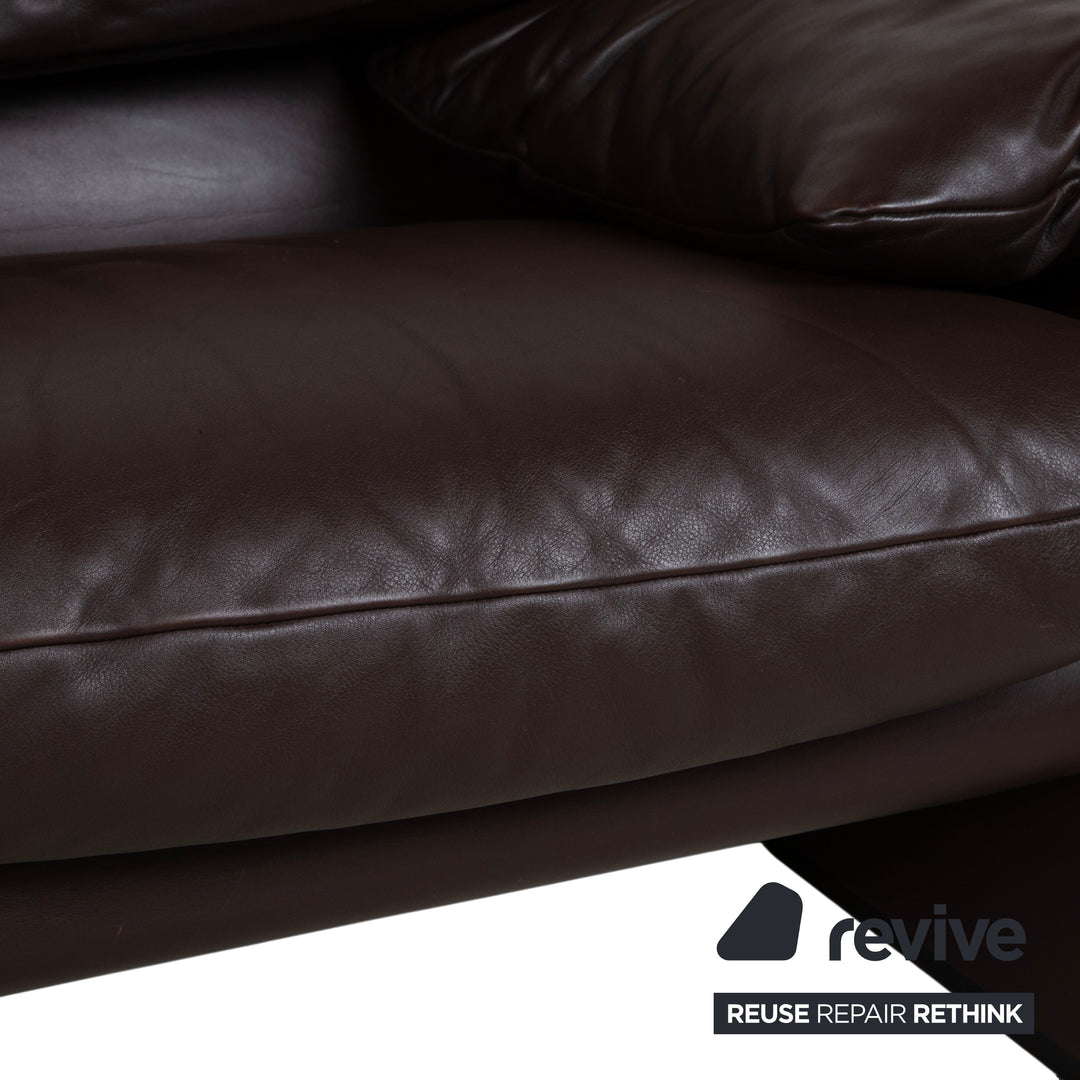 Cassina Maralunga Leder Dreisitzer Braun Espresso Sofa Couch manuelle Funktion