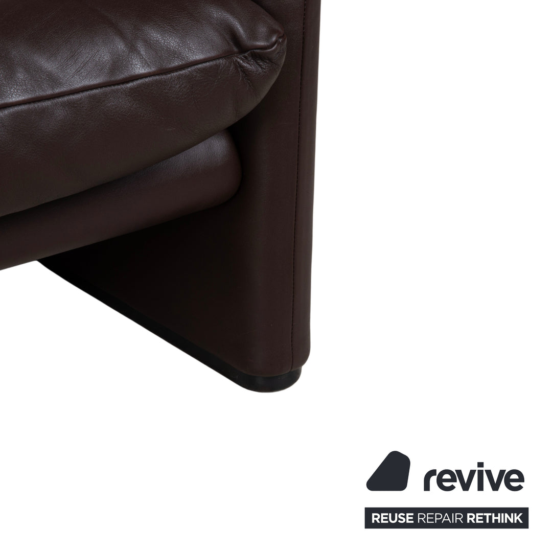 Cassina Maralunga Leder Dreisitzer Braun Espresso Sofa Couch manuelle Funktion