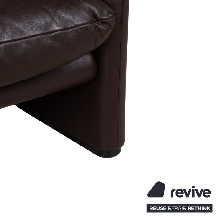 Cassina Maralunga Leder Dreisitzer Braun Espresso Sofa Couch manuelle Funktion