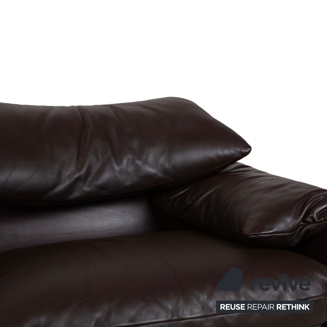 Cassina Maralunga Leder Dreisitzer Braun Espresso Sofa Couch manuelle Funktion