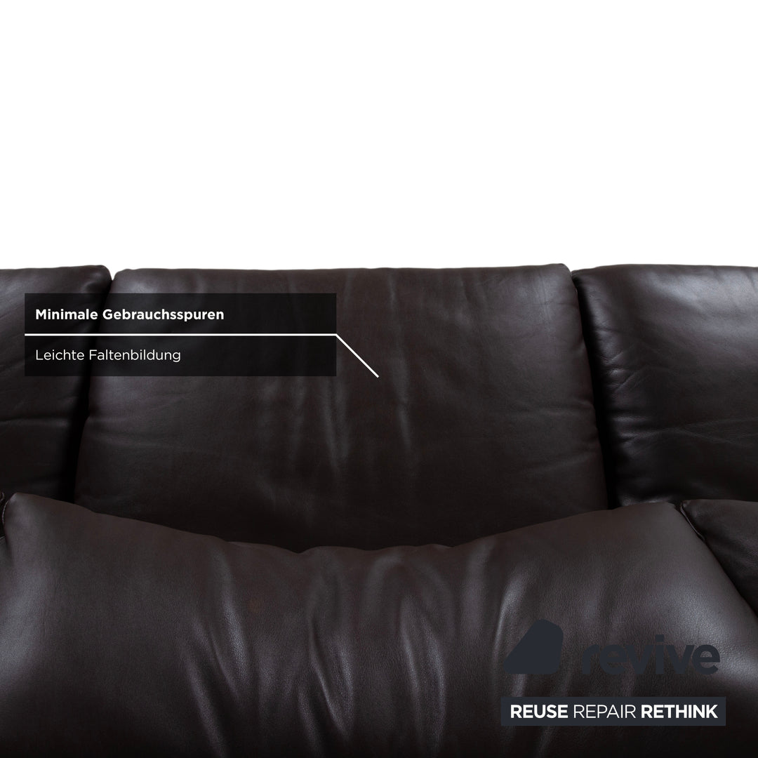 Cassina Maralunga Leder Dreisitzer Braun Espresso Sofa Couch manuelle Funktion
