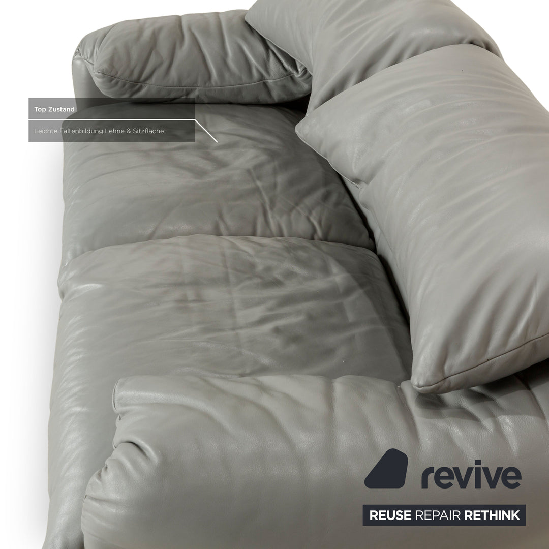 Cassina Maralunga Leder Garnitur Zweisitzer & 2x Sessel Grau Sofa Couch manuelle Funktion