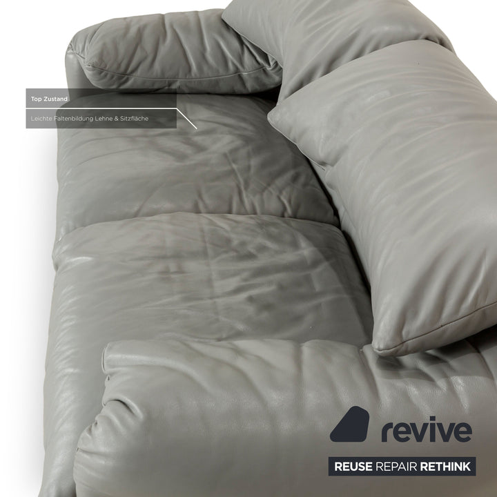 Cassina Maralunga Leder Garnitur Zweisitzer & 2x Sessel Grau Sofa Couch manuelle Funktion