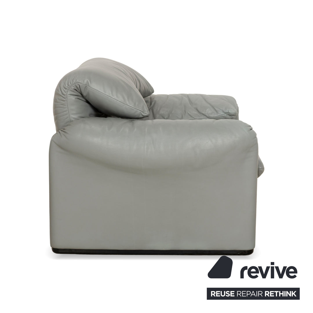 Cassina Maralunga Leder Garnitur Zweisitzer & 2x Sessel Grau Sofa Couch manuelle Funktion