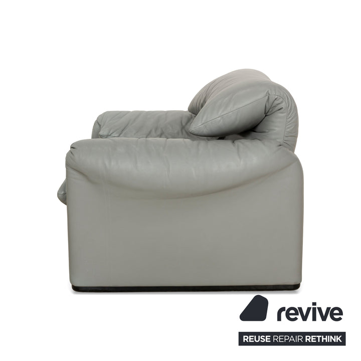 Cassina Maralunga Leder Garnitur Zweisitzer & 2x Sessel Grau Sofa Couch manuelle Funktion