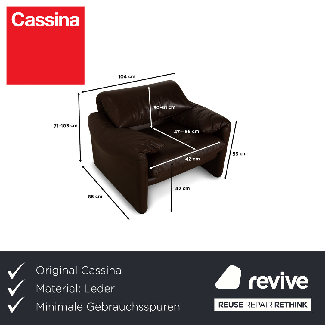 Cassina Maralunga leather armchair brown chestnut manual function