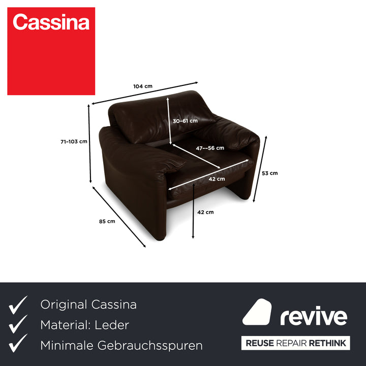 Cassina Maralunga leather armchair brown chestnut manual function