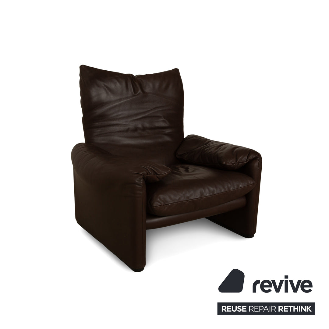 Cassina Maralunga leather armchair brown chestnut manual function