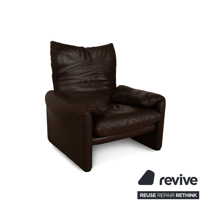 Cassina Maralunga leather armchair brown chestnut manual function